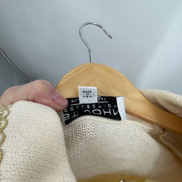 St John Collection Cream Santana Knitted Tweed Suit Set Blazer Skirt Size Small - Picture 11 of 15